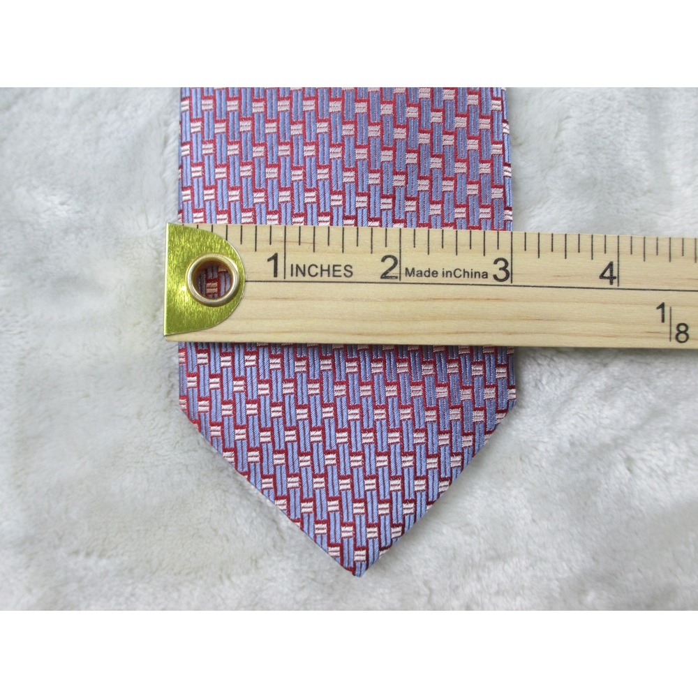 NEW ETON Neck Tie Mens Red Geometric Silk Made In Italy Casual - Picture 7 of 9